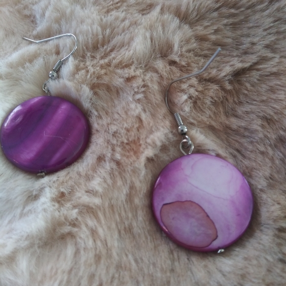 Purple Shell Necklace,Earrings & Bracelet Set NWT - Picture 9 of 12